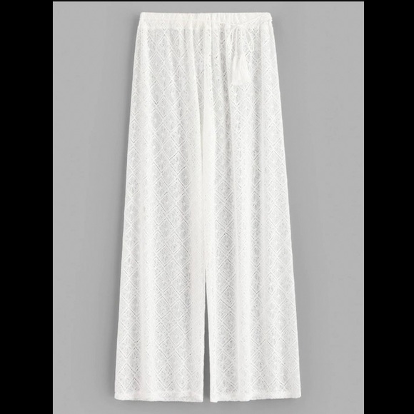 Zaful Other - Sheer Lace Wide Leg Beach Pants